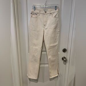 Abercrombie & Fitch Curve Love 90s Ultra High Rise Straight Leg Cream Jeans